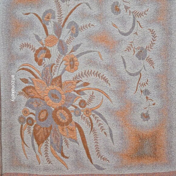 NWOT 100% Wool Jacquard Scarf Coral/Soft Orange - Picture 3 of 14